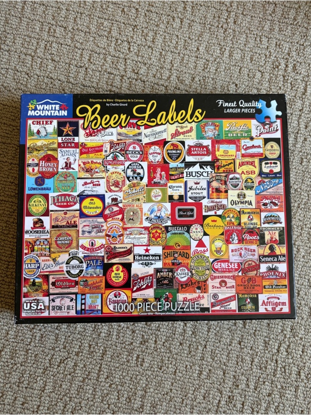 White Mountain Multicolor Beer Labels 1000 Piece  Puzzle.